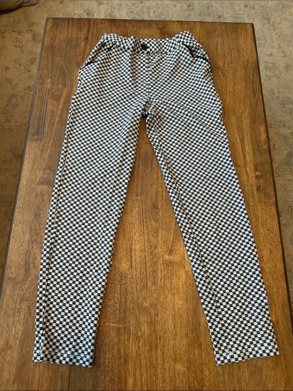 Betabrand Black & White Checkerboard Pants Size Medium Long